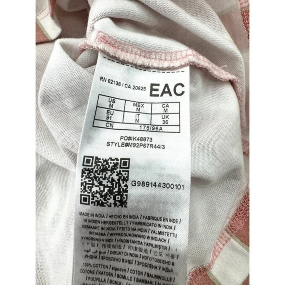 Guess‎ Pink Striped Long Sleeve Crew Neck Shirt Embroidered Guess Logo Women's M